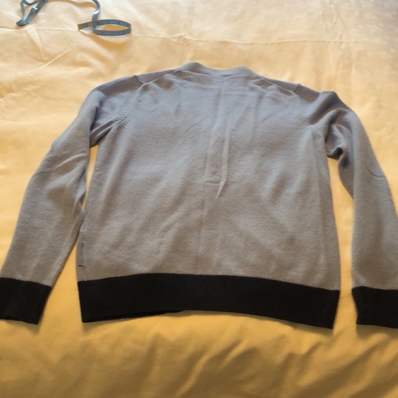 Moncler Maglia Tricot Colour Block Cashmere Sweater Periwinkle Blue & Navy Sz M - Picture 2 of 6